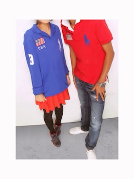 「アイテム（ポロシャツ）」を使った、Amila & Yukaさん（メンズ・180cm）の秋コーディネート