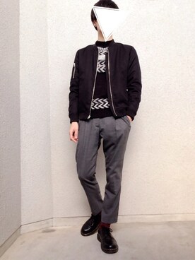 「アイテム（MA-1）」を使った、Rinさん（メンズ・175cm・20代）の秋コーディネート