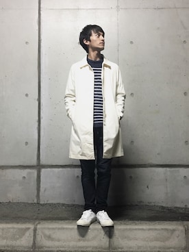「アイテム（ダウンジャケット/コート、ホワイト系）」を使った、SiNさん（メンズ・169cm）の秋コーディネート