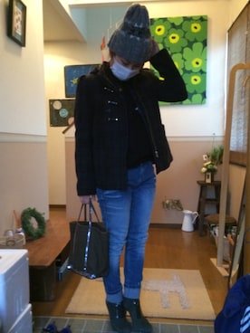 「H&M（エイチ・アンド・エム）のアイテム（ダッフルコート）」を使った、hikasatsuさん（レディース・154cm）の冬コーディネート