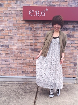 「cepo.」｜「アイテム（MA-1）」を使った、みきちゃんさん（レディース・160cm）の春コーディネート