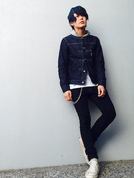 「HBNS（ハバノス）のアイテム（デニムジャケット）」を使った、のったくん。さん（メンズ・174cm）の春コーディネート