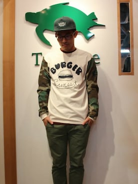 「BRIXTON（ブリクストン）のアイテム（キャップ）」を使った、タータスストアー大阪さん（メンズ・174cm）の冬コーディネート