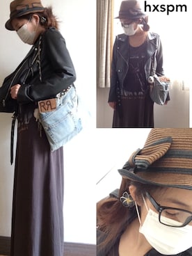 「handmade」｜「アイテム（ライダースジャケット）」を使った、エイチスプーンさん（レディース・158cm）の春コーディネート