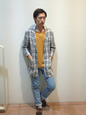 「ADAM ET ROPE'（アダムエロペ）のアイテム（ダッフルコート）」を使った、スタッフさん（メンズ・180cm）の秋コーディネート