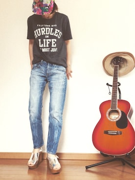 「ロゴTシャツ」｜kii610さん（レディース・161cm・40代）の夏コーディネート