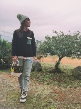 「NIRAME.CO（ニラメッコ）のアイテム（帽子）」を使った、♡、。・S♡、。・:*:・さん（レディース・159cm）の冬コーディネート