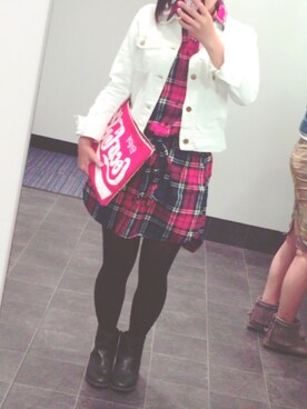 「Rodeo Crowns（ロデオクラウンズ）のアイテム（ワンピース、レッド系）」を使った、Ｌｉｓａさん（レディース・153cm）の秋コーディネート