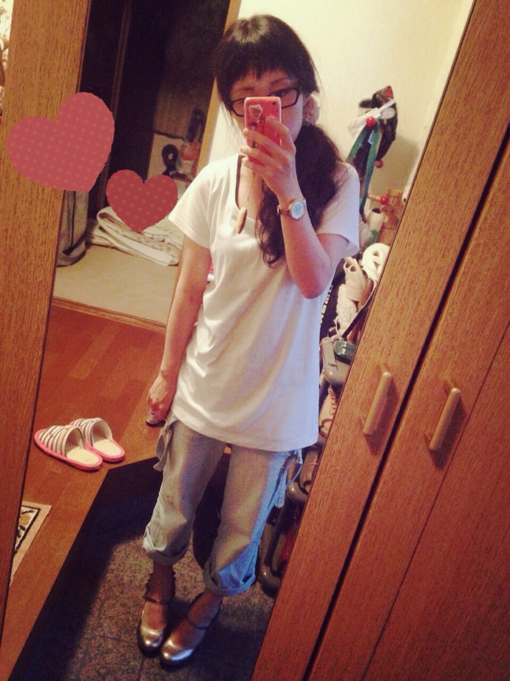 「仕事着、ラフ」｜「chuxxxのアイテム（サロペット/オーバーオール、ブルー系）」を使った、a＊さん（レディース・151cm）の夏コーディネートの1枚目の写真
