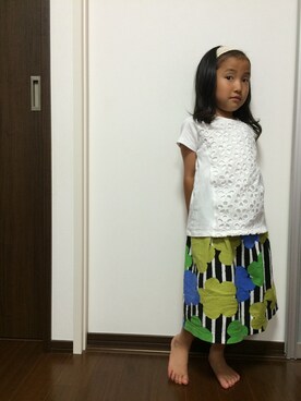 「ZARA（ザラ）のどっかのオバちゃん風…（Tシャツ/カットソー、ホワイト系）」を使った、hiroさん（キッズ）の春コーディネート