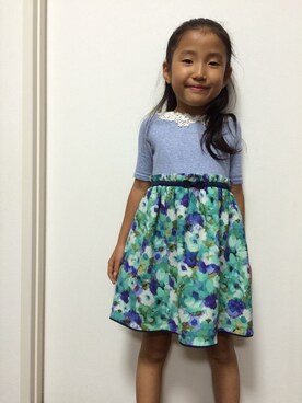 「ANNA SUI miniのアイテム（ワンピース、ブルー系）」を使った、hiroさん（キッズ）の夏コーディネート