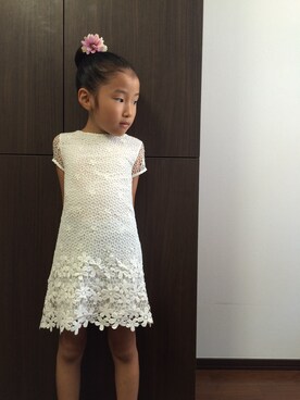 「ZARA（ザラ）のアイテム（ワンピース、ホワイト系）」を使った、hiroさん（キッズ）の夏コーディネート