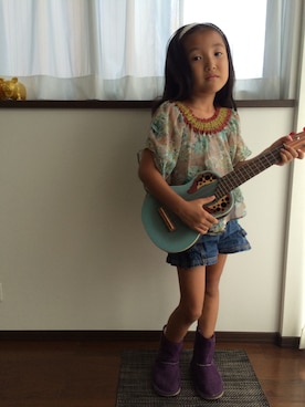 「幸運を呼ぶ金の豚のアイテム（その他、ゴールド系）」を使った、hiroさん（キッズ）の夏コーディネート