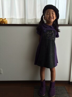 「ANNA SUI miniのアイテム（ワンピース、パープル系）」を使った、hiroさん（キッズ）の夏コーディネート