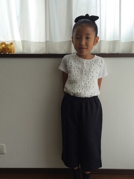 「ZARA（ザラ）のアイテム（Tシャツ/カットソー、ホワイト系）」を使った、hiroさん（キッズ）の夏コーディネート