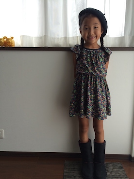 「ANNA SUI miniのアイテム（ワンピース、その他）」を使った、hiroさん（キッズ）の秋コーディネート