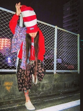 「BUTTSTAIN（バットステイン）のアイテム（帽子）」を使った、tokyofunksさん（メンズ・166cm）の夏コーディネート