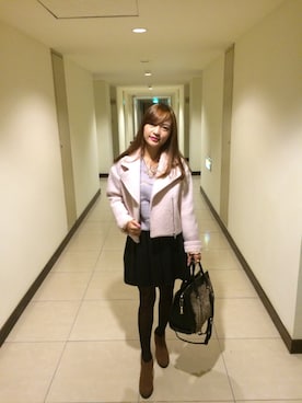 「TITTY&CO.（ティティーアンドコー）のアイテム（ブルゾン）」を使った、Cherylさん（レディース・155cm）の冬コーディネート