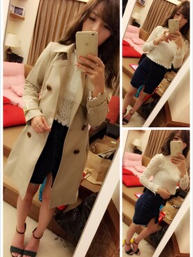 「31 Sons de mode（トランテアン　ソン　ドゥ　モード）のアイテム（トレンチコート）」を使った、Cherylさん（レディース・155cm）の春コーディネート