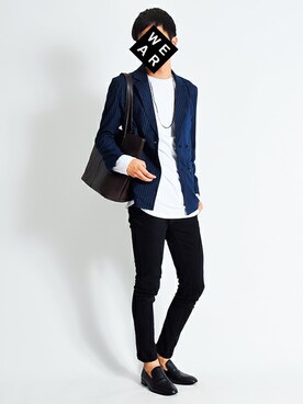 「GU（ジーユー）の（GU）スキニーフィットジーンズ（MEN ⁄ ジーンズ）」を使った、MoriCさん（メンズ・181cm）の秋コーディネート