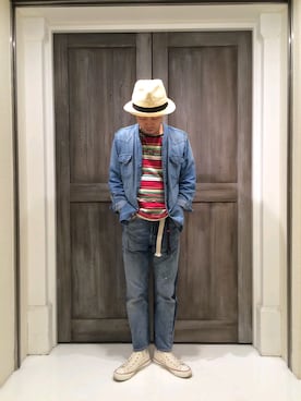 「BEAMS PLUS（ビームスプラス）のアイテム（Tシャツ/カットソー）」を使った、YuyaKさん（メンズ・163cm）の夏コーディネート