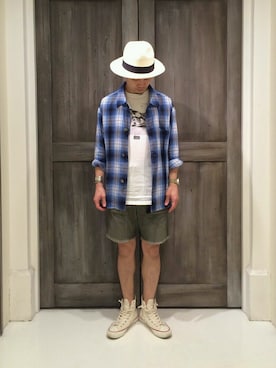 「BEAMS BOY（ビームスボーイ）のアイテム（ハット）」を使った、YuyaKさん（メンズ・163cm）の夏コーディネート