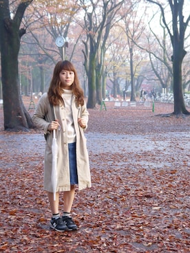 「アイテム（ステンカラーコート）」を使った、ゆ み さん（レディース・156cm・10代）の冬コーディネート
