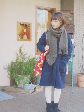 「PAR ICI」｜「アイテム（その他アウター）」を使った、ゆ み さん（レディース・156cm）の冬コーディネート