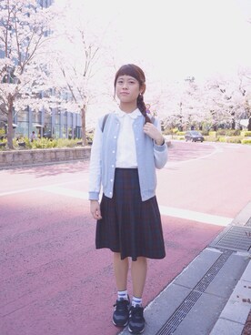 「ピクニック」｜「アイテム（スタジャン）」を使った、ゆ み さん（レディース・156cm）の春コーディネート