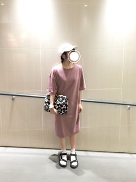「白キャップ」｜「アイテム（ワンピース/ドレス）」を使った、 ☞  m o p .さん（レディース・160cm）の春コーディネート