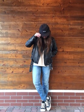 「遊園地」｜「アイテム（その他アウター）」を使った、AYAさん（レディース・156cm）の冬コーディネート