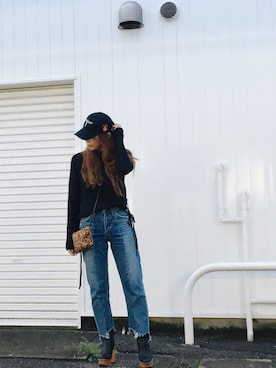 「MOUSSY（マウジー）のWOODEN HEEL BOOTS（ブーツ）」を使った、AYAさん（レディース・156cm）の秋コーディネート
