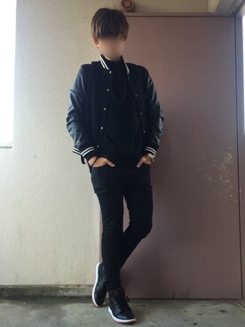「エアジョーダン」｜「アイテム（スタジャン）」を使った、たちさん（メンズ・177cm）の冬コーディネート