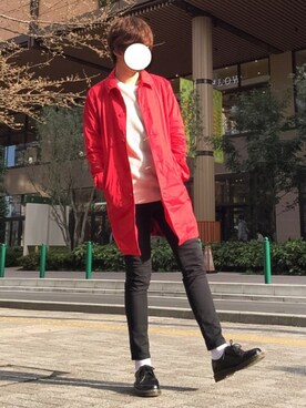 ニット セーターを使った 赤コート の人気ファッションコーディネート 季節 3月 5月 Wear