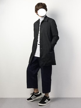 「アイテム（ステンカラーコート）」を使った、たちさん（メンズ・177cm・10代）の春コーディネート