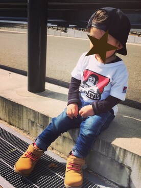 「BEN DAVIS（ベンデイビス）のアイテム（Tシャツ/カットソー）」を使った、URIさん（キッズ・80cm）の秋コーディネート