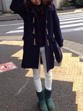 「ロング丈ダッフル」｜「アイテム（ブーツ）」を使った、Uki Akamatsuさん（レディース・175cm）の冬コーディネート