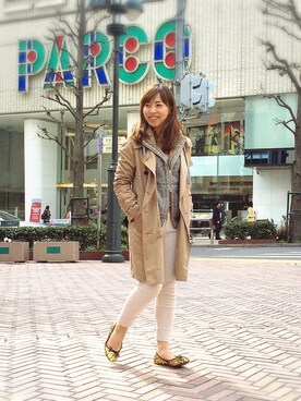 「スパンコール」｜「アイテム（トレンチコート）」を使った、YUKIHAさん（レディース・158cm）の冬コーディネート