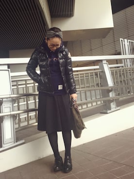 「ファークラッチ」｜「アイテム（ダウンジャケット/コート）」を使った、YUKIHAさん（レディース・158cm）の冬コーディネート