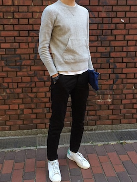 「markaware（マーカウェア）のアイテム（スウェット）」を使った、ヤヤさん（メンズ・188cm）の冬コーディネート
