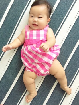 「Carter's（カーターズ）のアイテム（オールインワン・サロペット）」を使った、ki-shi さん（キッズ・60cm）の夏コーディネート