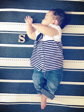 「e.a.B（エーアーベー）のアイテム（トップス）」を使った、ki-shi さん（キッズ・60cm）の夏コーディネート