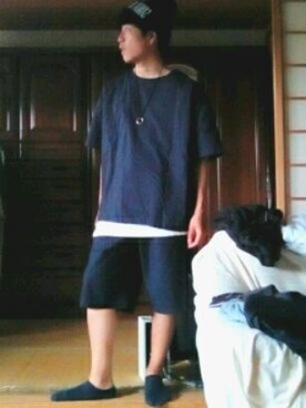 「ネイビー×ホワイト」｜「アイテム（その他トップス）」を使った、世那さん（メンズ・170cm）の夏コーディネート