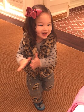 「seeds（シーズ）のアイテム」を使った、Audreyさん（キッズ・90cm）の春コーディネート