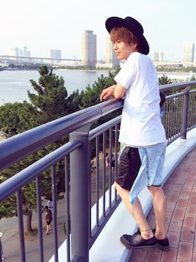 「レザーショーツ」｜k☆さん（メンズ・174cm）の夏コーディネート