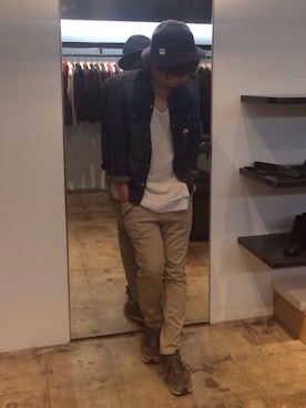 「サファリハット」｜「アイテム（財布/小物）」を使った、kazuho okamotoさん（メンズ・176cm）の春コーディネート