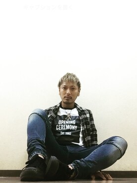 「OPENING CEREMONY（オープニングセレモニー）のアイテム（Tシャツ/カットソー）」を使った、YOGAさん（メンズ・176cm）の春コーディネート