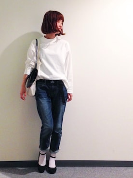 「無印良品（ムジルシリョウヒン）のアイテム（デニムパンツ）」を使った、hirrroko14さん（レディース・164cm）の秋コーディネート