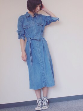 「179/WG（イチナナキュウダブルジー）のアイテム（シャツワンピース）」を使った、hirrroko14さん（レディース・164cm）の秋コーディネート