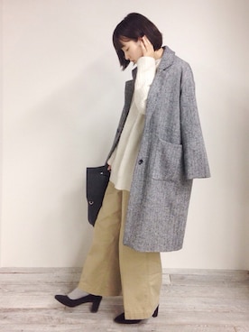 「179/WG（イチナナキュウダブルジー）のアイテム（チェスターコート）」を使った、hirrroko14さん（レディース・164cm）の秋コーディネート
